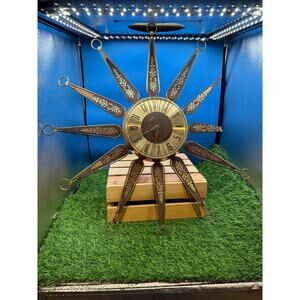 VTG Mid Century United Starburst Sunburst Wall Clock-1960-Needs Repair